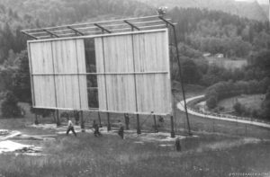Bystřička – stavba letního kina v roce 1962